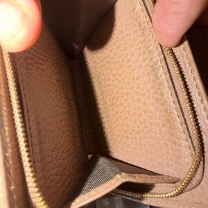 GUCCI GG Marmont Bifold Wallet Beige Leather Used